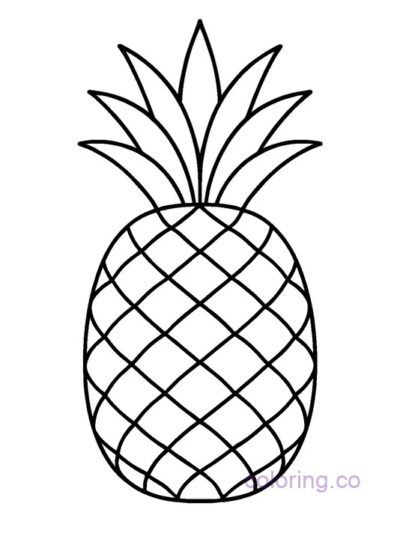 Large Pineapple Coloring Page for Preschool