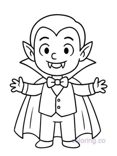 Cute Little Vampire Coloring Page