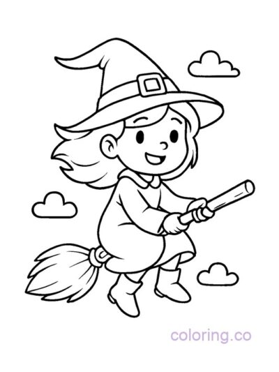 Adorable Little Witch Coloring Page