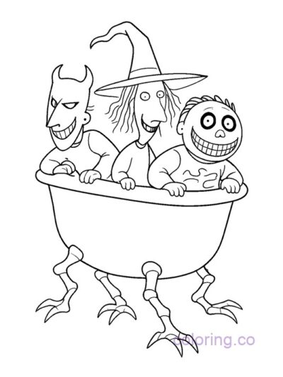 Lock Shock & Barrel Walking Bathtub Coloring Page