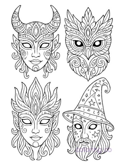 Intricate Magic Mask Coloring Pages