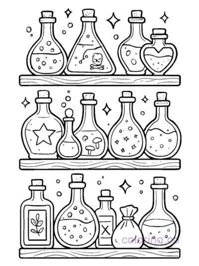 Enchanting Magic Potions Coloring Page