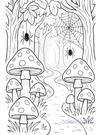 Magical Forest Path Coloring Page