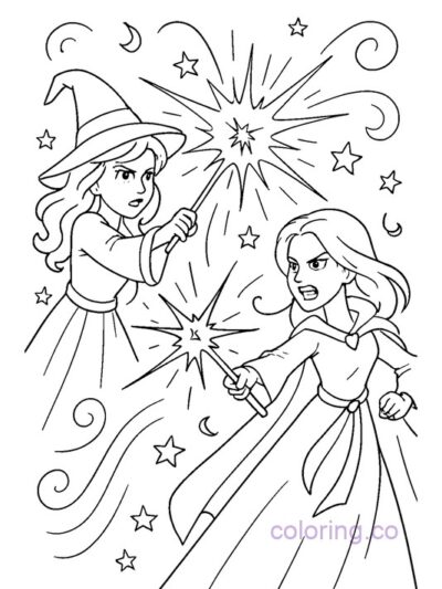 Enchanting Wand Battle Coloring Page