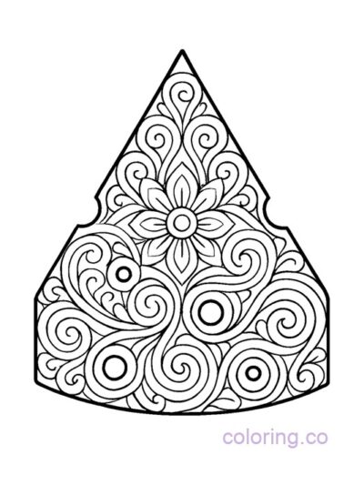 Intricate Mandala Cheese Wedge Coloring Page for Adults