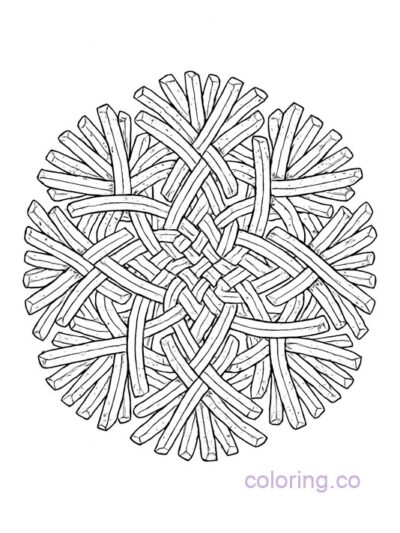 Intricate French Fries Mandala Coloring Page for Adults