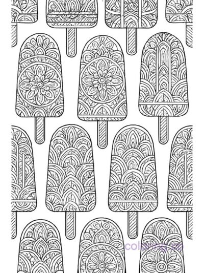 Intricate Mandala Popsicle Coloring Page for Adults