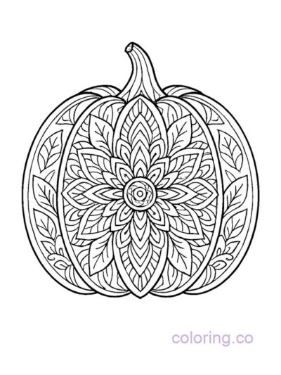 Intricate Mandala Pumpkin Coloring Page