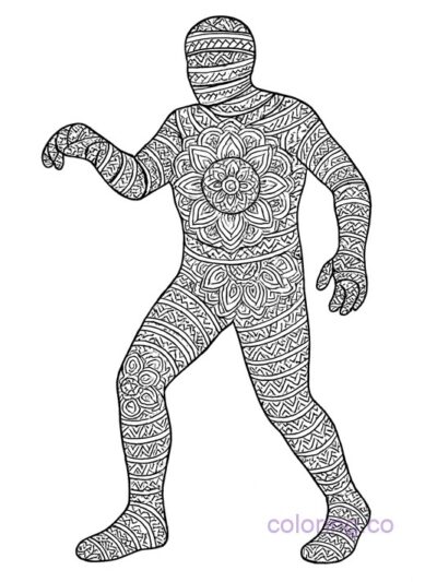 Intricate Mandala Mummy Coloring Page