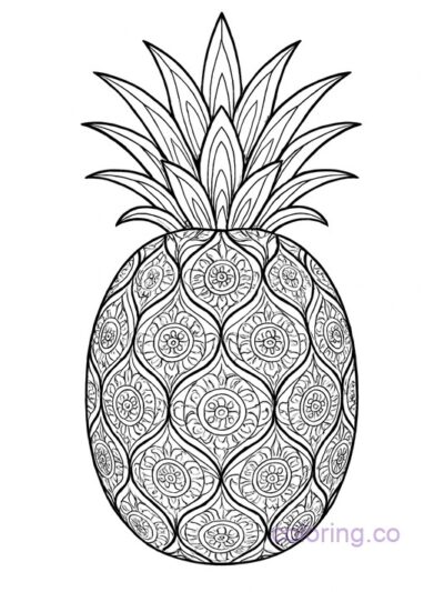 Intricate Mandala Pineapple Coloring Page