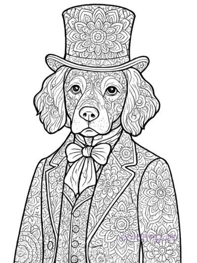 Victorian Mandala Dog Coloring Page