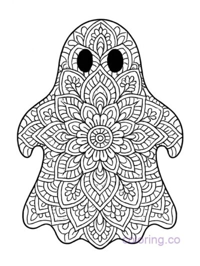 Intricate Mandala Ghost Coloring Page
