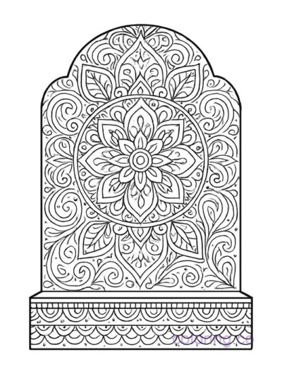 Intricate Mandala Gravestone Coloring Page