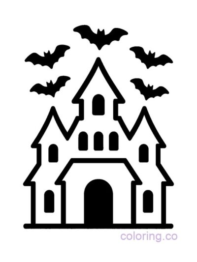 Spooky Mansion Coloring Page