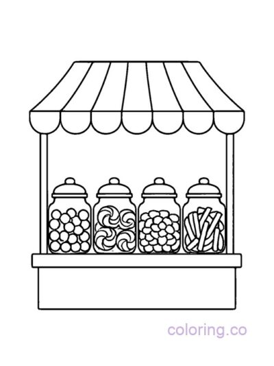 Candy Market Tent Coloring Page
