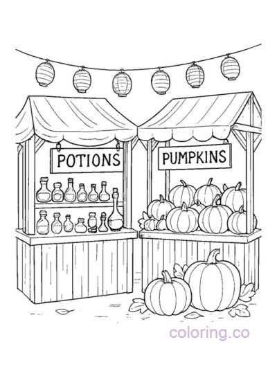 Magical Market Coloring Page