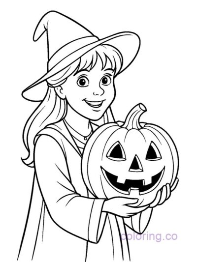 Marnie from Halloweentown with Pumpkin Coloring Page