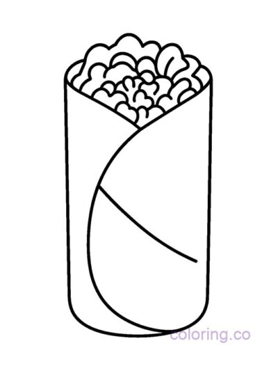 Minimalist Burrito Coloring Page for Teens