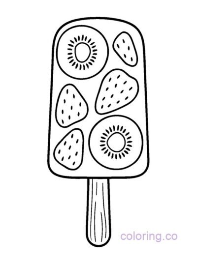 Fun Modern Fruit Popsicle Coloring Page for Kids