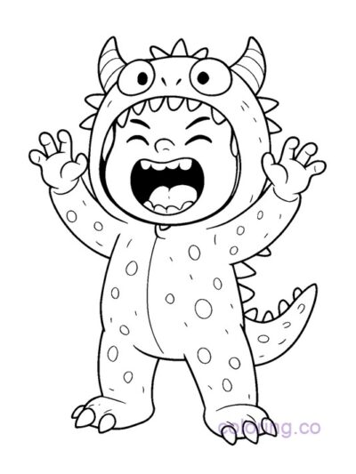 Playful Monster Costume Coloring Page