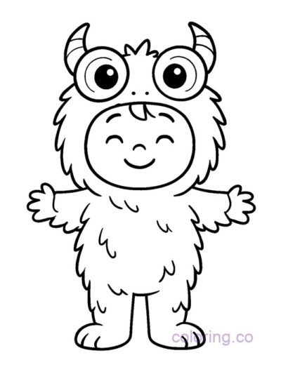 Cute Monster Costume Coloring Page