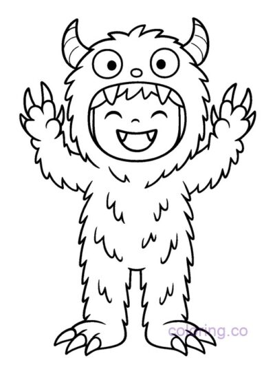 Adorable Monster Costume Coloring Page