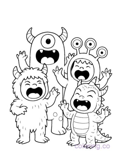 Kids Monster Costume Coloring Page