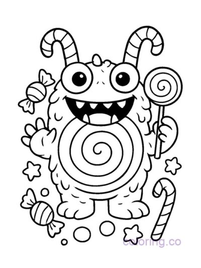 Candy Monster Coloring Page