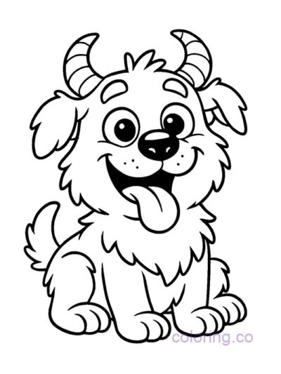 Silly Monster Puppy Coloring Page
