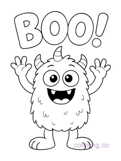 Cute Monster Saying Boo Coloring Page