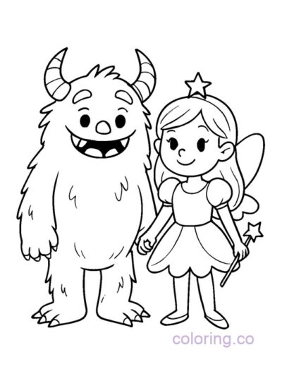 Monster and Fairy Costume Coloring Page