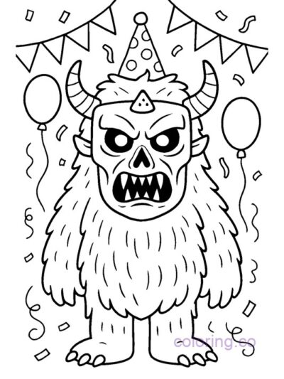 Monster Party Mask Coloring Page