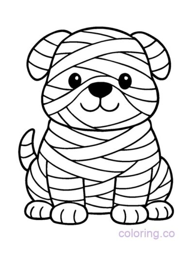 Cute Mummy Puppy Coloring Page