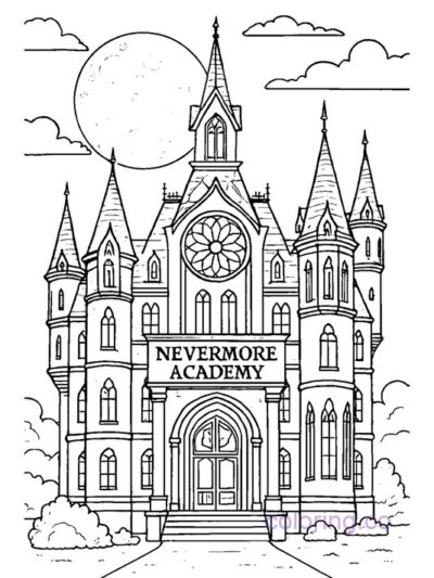 Nevermore Academy Building Coloring Page
