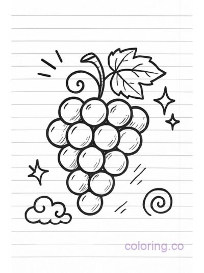 Fun Notebook Doodle Grapes Coloring Page