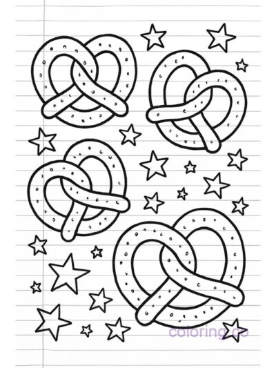 Fun Pretzel Doodle Coloring Page for Teens