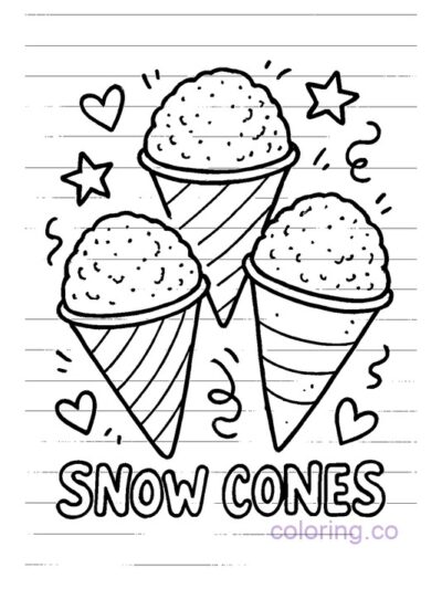 Fun Snow Cones Coloring Page for Teens