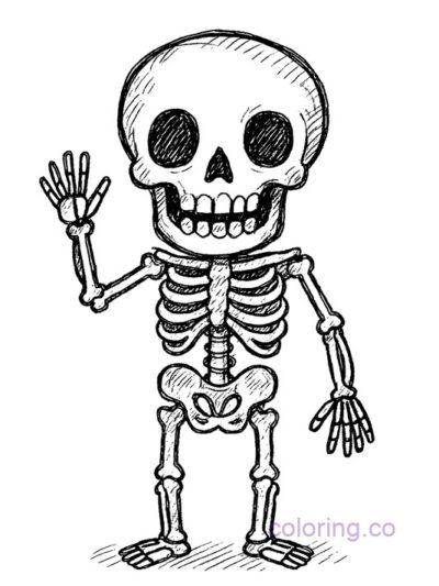 Fun Skeleton Doodle Coloring Page