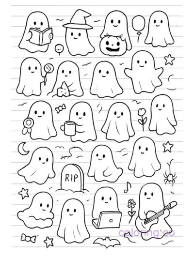 Cute Ghost Coloring Page