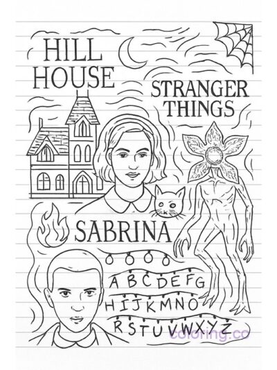 Spooky Netflix Icons Coloring Page