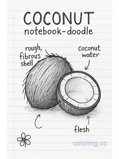 Coconut Notebook-Doodle Coloring Page for Teens
