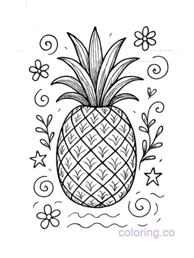 Fun Pineapple Coloring Page