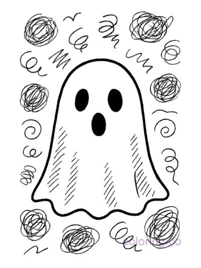 Cute Ghost Doodle Coloring Page