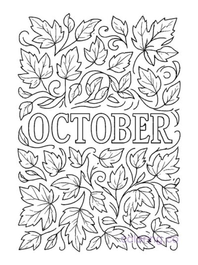 October Leaf Design Coloring Page