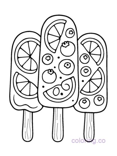 Organic Fruit Popsicle Coloring Page for Teens