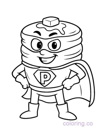 Pancake Superhero Coloring Page