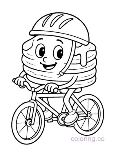 Pancake on Bike Coloring Page