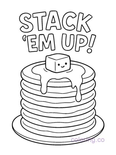 Cute Pancake Stack Coloring Page