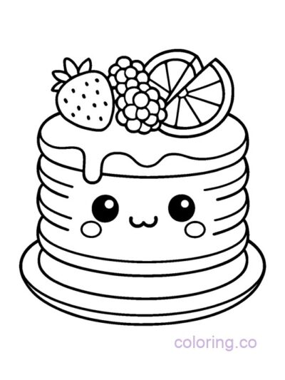 Cute Kawaii Pancake Coloring Page