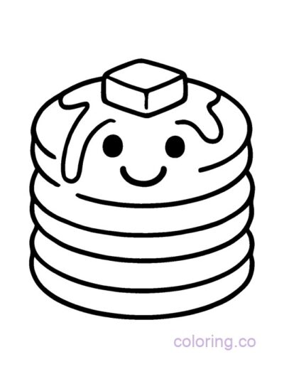 Smiley Pancake Coloring Page